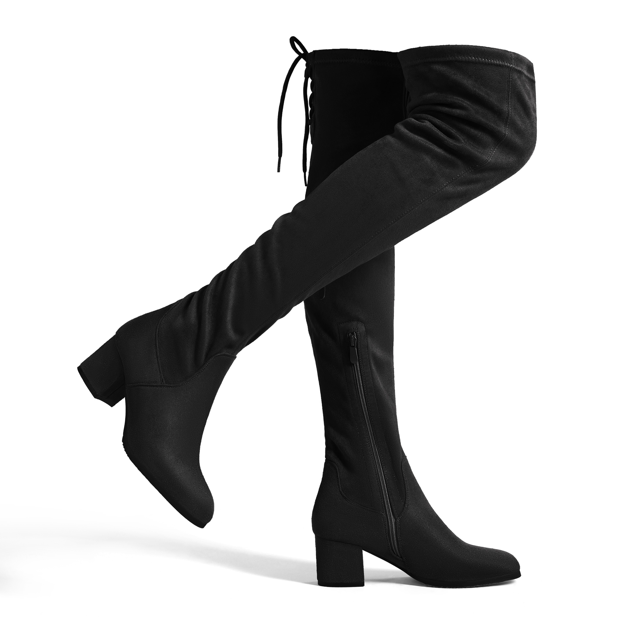 Short heel thigh high boots shop